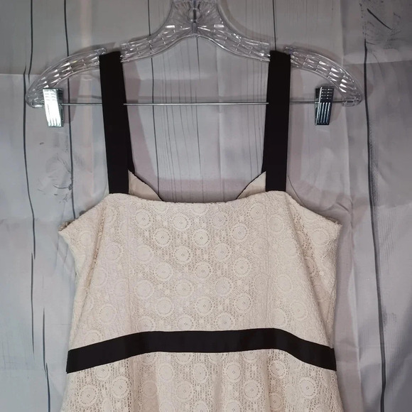 Ann Taylir Loft Black Trim Ivory Lace Sleeveless Dress Size 8p - Picture 7 of 7